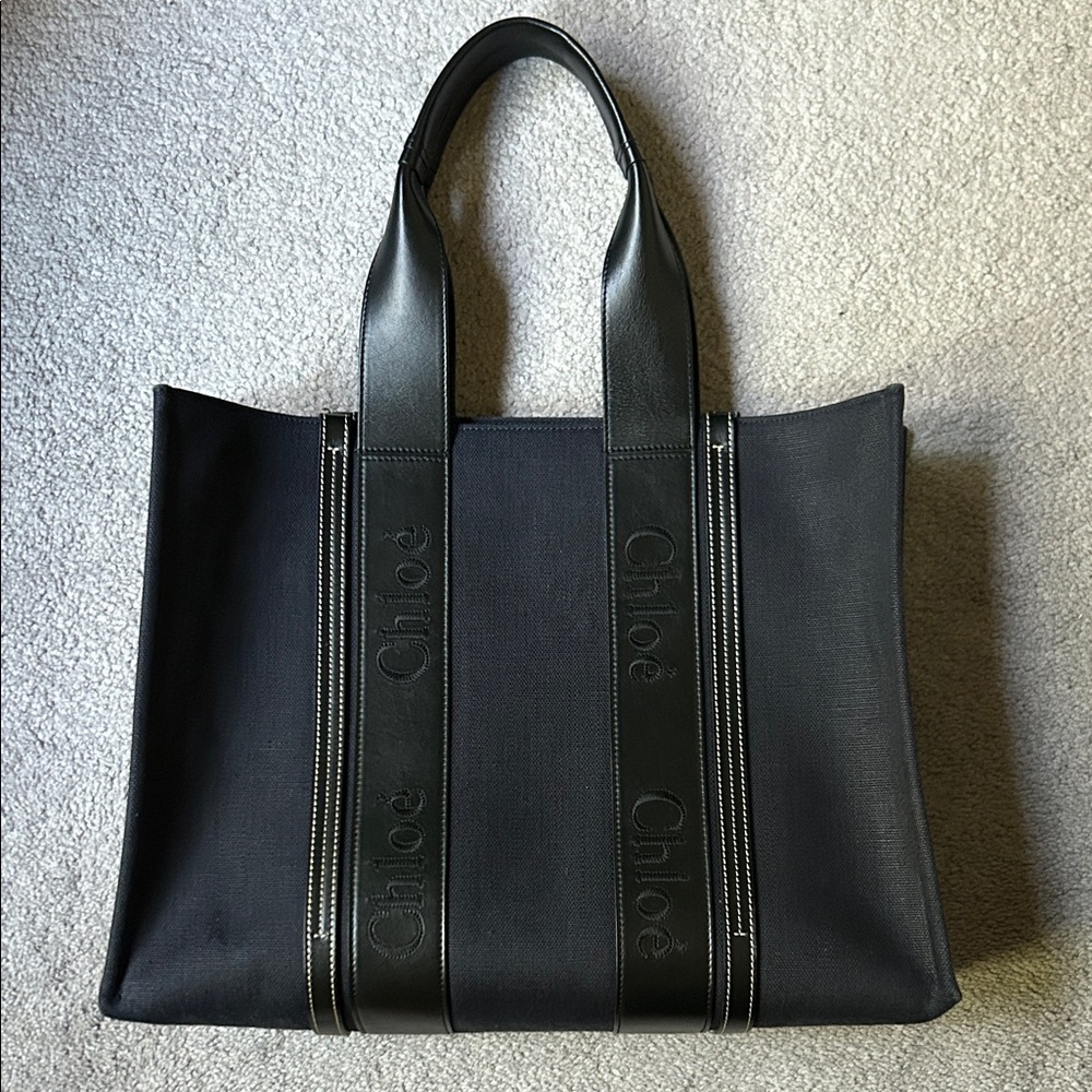 Chloè Canvas Tote Bag with Leather Straps